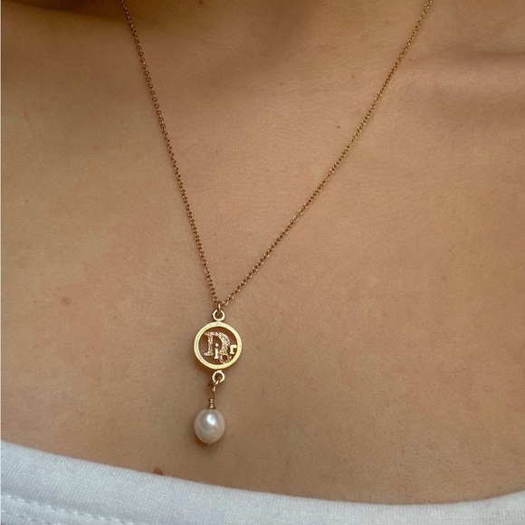 Authentic 18k Gold Plated Dior Necklace (with new chain) - Picture 3 of 3